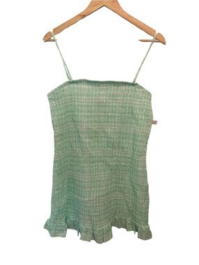 wild fable Light Green Smocked Ruffle-Hem Cami